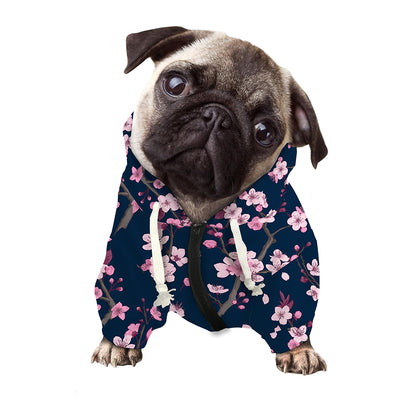 Pink Sakura Cherry Blossom Pattern Print Dog Zip Up Hoodie