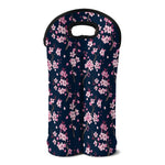 Pink Sakura Cherry Blossom Pattern Print Double Neoprene Wine Tote