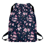 Pink Sakura Cherry Blossom Pattern Print Drawstring Backpack