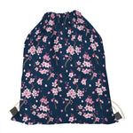 Pink Sakura Cherry Blossom Pattern Print Drawstring Bag