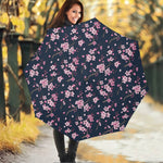 Pink Sakura Cherry Blossom Pattern Print Foldable Umbrella