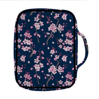 Pink Sakura Cherry Blossom Pattern Print Front Pocket Bible Bag