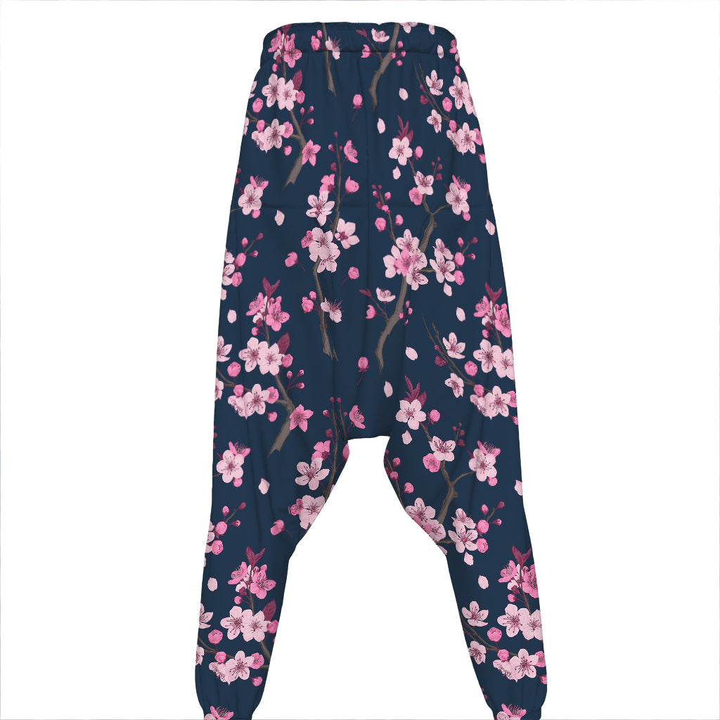 Pink Sakura Cherry Blossom Pattern Print Hammer Pants