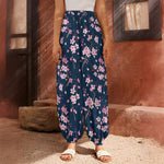 Pink Sakura Cherry Blossom Pattern Print Harem Pants
