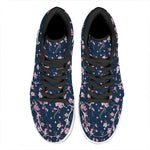 Pink Sakura Cherry Blossom Pattern Print High Top Leather Sneakers