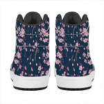 Pink Sakura Cherry Blossom Pattern Print High Top Leather Sneakers