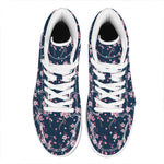 Pink Sakura Cherry Blossom Pattern Print High Top Leather Sneakers
