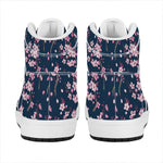 Pink Sakura Cherry Blossom Pattern Print High Top Leather Sneakers