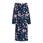 Pink Sakura Cherry Blossom Pattern Print Hooded Bathrobe
