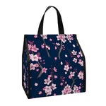 Pink Sakura Cherry Blossom Pattern Print Insulated Lunch Tote