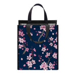 Pink Sakura Cherry Blossom Pattern Print Insulated Lunch Tote