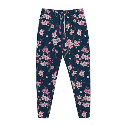 Pink Sakura Cherry Blossom Pattern Print Jogger Pants