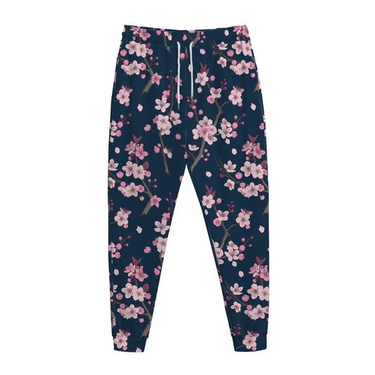 Pink Sakura Cherry Blossom Pattern Print Jogger Pants