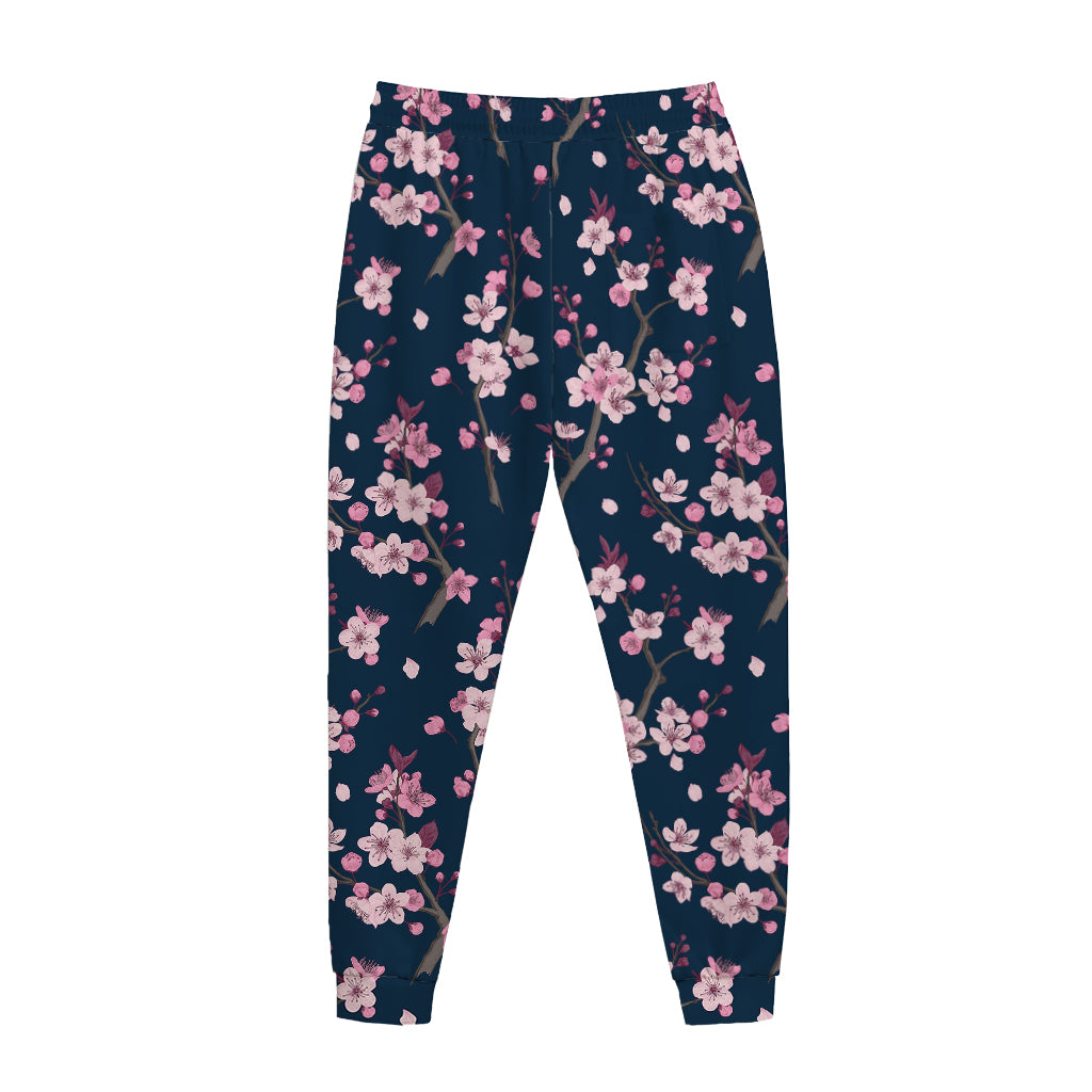 Pink Sakura Cherry Blossom Pattern Print Jogger Pants