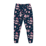 Pink Sakura Cherry Blossom Pattern Print Jogger Pants