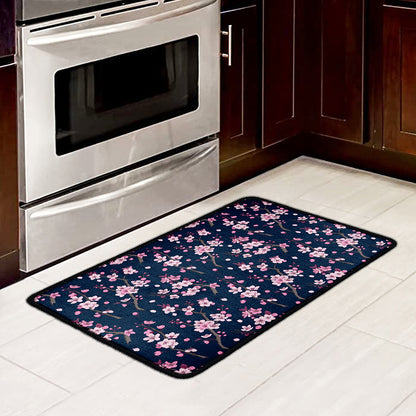 Pink Sakura Cherry Blossom Pattern Print Kitchen Mat