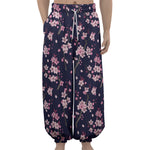 Pink Sakura Cherry Blossom Pattern Print Lantern Pants