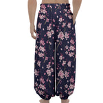 Pink Sakura Cherry Blossom Pattern Print Lantern Pants