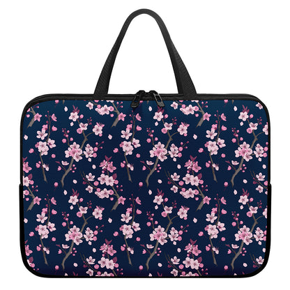 Pink Sakura Cherry Blossom Pattern Print Laptop Sleeve With Handle