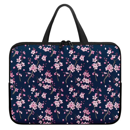 Pink Sakura Cherry Blossom Pattern Print Laptop Sleeve With Handle