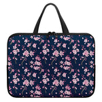 Pink Sakura Cherry Blossom Pattern Print Laptop Sleeve With Handle