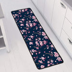 Pink Sakura Cherry Blossom Pattern Print Long Kitchen Mat