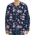 Pink Sakura Cherry Blossom Pattern Print Long Sleeve Baseball Jersey