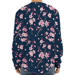Pink Sakura Cherry Blossom Pattern Print Long Sleeve Baseball Jersey