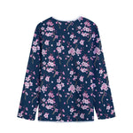 Pink Sakura Cherry Blossom Pattern Print Long Sleeve Short Coat