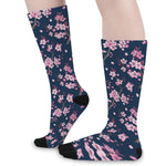 Pink Sakura Cherry Blossom Pattern Print Long Socks