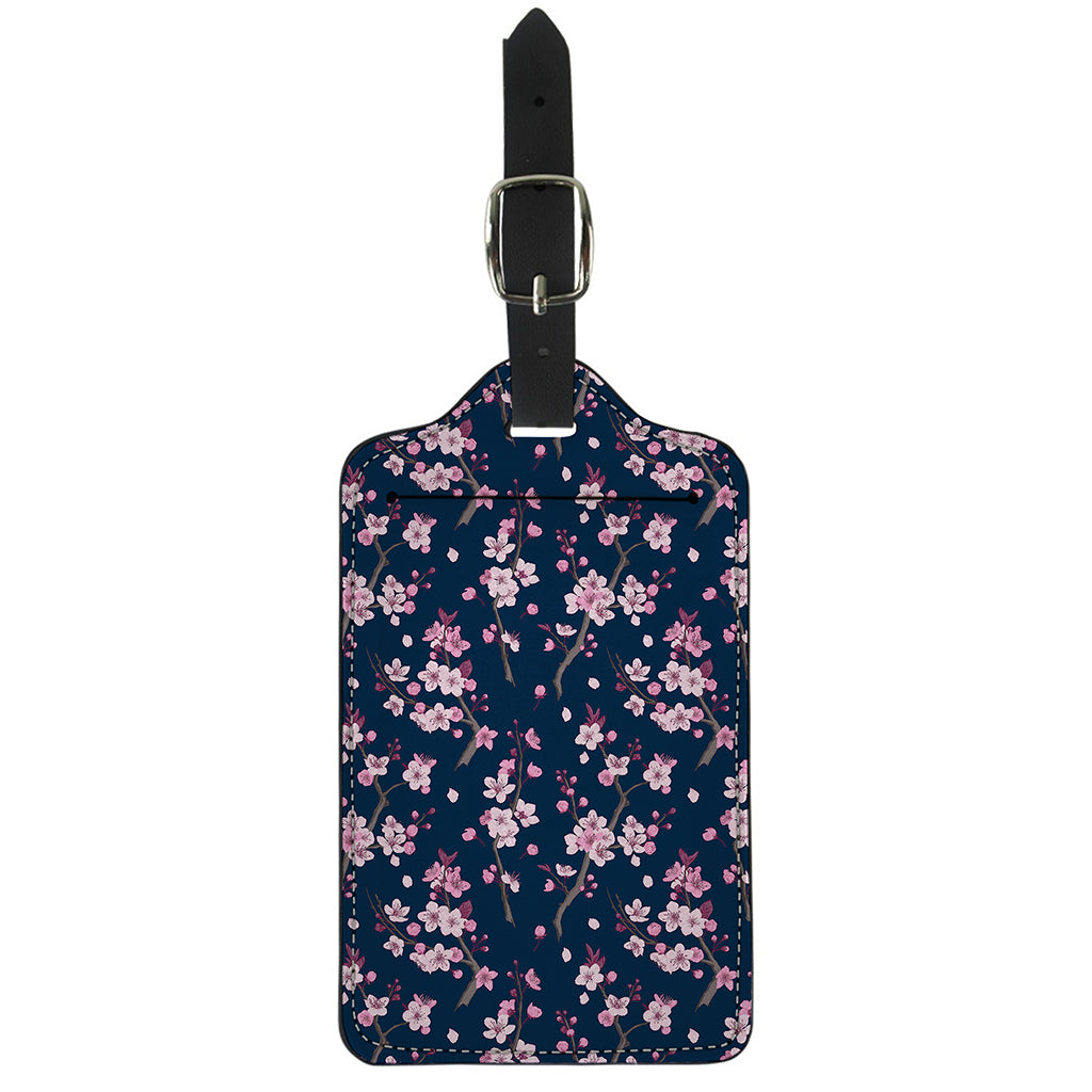 Pink Sakura Cherry Blossom Pattern Print Luggage Tag
