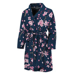 Pink Sakura Cherry Blossom Pattern Print Men's Bathrobe