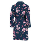 Pink Sakura Cherry Blossom Pattern Print Men's Bathrobe