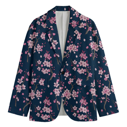 Pink Sakura Cherry Blossom Pattern Print Men's Blazer