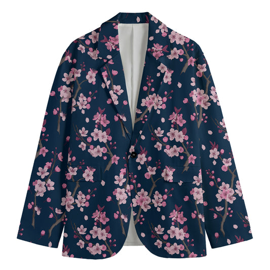 Pink Sakura Cherry Blossom Pattern Print Men's Blazer