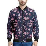 Pink Sakura Cherry Blossom Pattern Print Men's Bomber Jacket