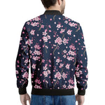 Pink Sakura Cherry Blossom Pattern Print Men's Bomber Jacket