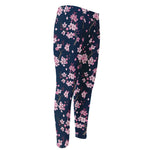 Pink Sakura Cherry Blossom Pattern Print Men's Compression Pants
