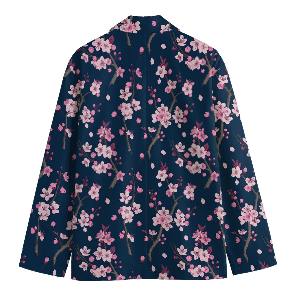 Pink Sakura Cherry Blossom Pattern Print Men's Cotton Blazer