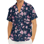 Pink Sakura Cherry Blossom Pattern Print Men's Deep V-Neck Shirt