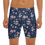 Pink Sakura Cherry Blossom Pattern Print Men's Long Boxer Briefs