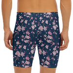 Pink Sakura Cherry Blossom Pattern Print Men's Long Boxer Briefs