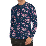 Pink Sakura Cherry Blossom Pattern Print Men's Long Sleeve Rash Guard
