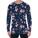 Pink Sakura Cherry Blossom Pattern Print Men's Long Sleeve T-Shirt