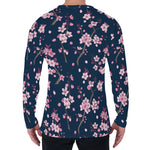 Pink Sakura Cherry Blossom Pattern Print Men's Long Sleeve T-Shirt