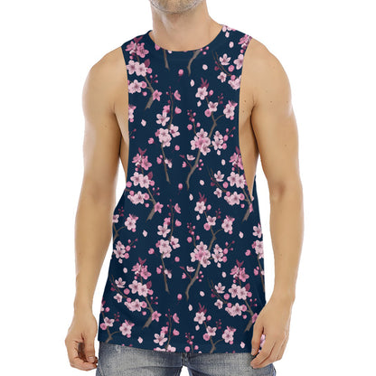 Pink Sakura Cherry Blossom Pattern Print Men's Muscle Tank Top