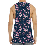 Pink Sakura Cherry Blossom Pattern Print Men's Muscle Tank Top