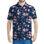 Pink Sakura Cherry Blossom Pattern Print Men's Polo Shirt