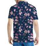 Pink Sakura Cherry Blossom Pattern Print Men's Polo Shirt