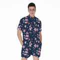 Pink Sakura Cherry Blossom Pattern Print Men's Romper